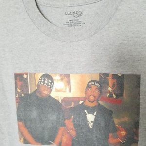 DEADLINE Made in USA Tupac & Biggie Iconic Picture Graphic t-Shirt L Gray Grey